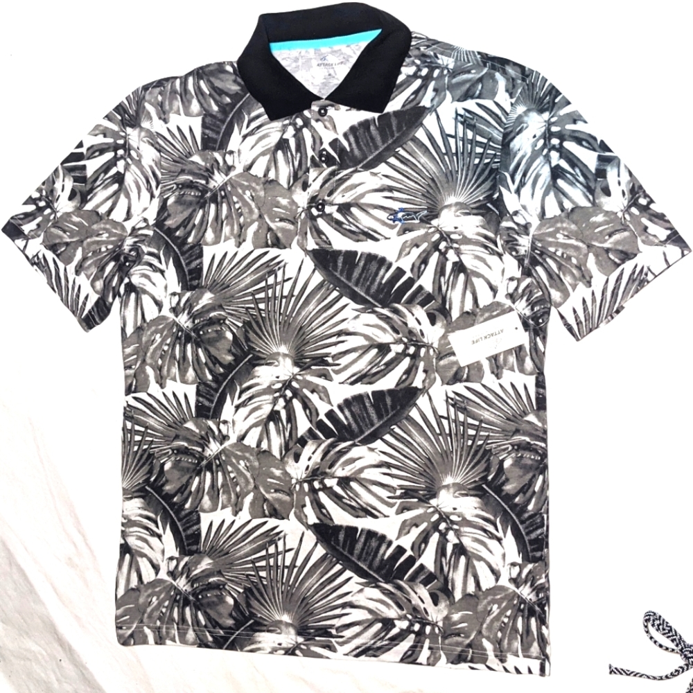 Greg Norman men's graphic polo button-down M NWT